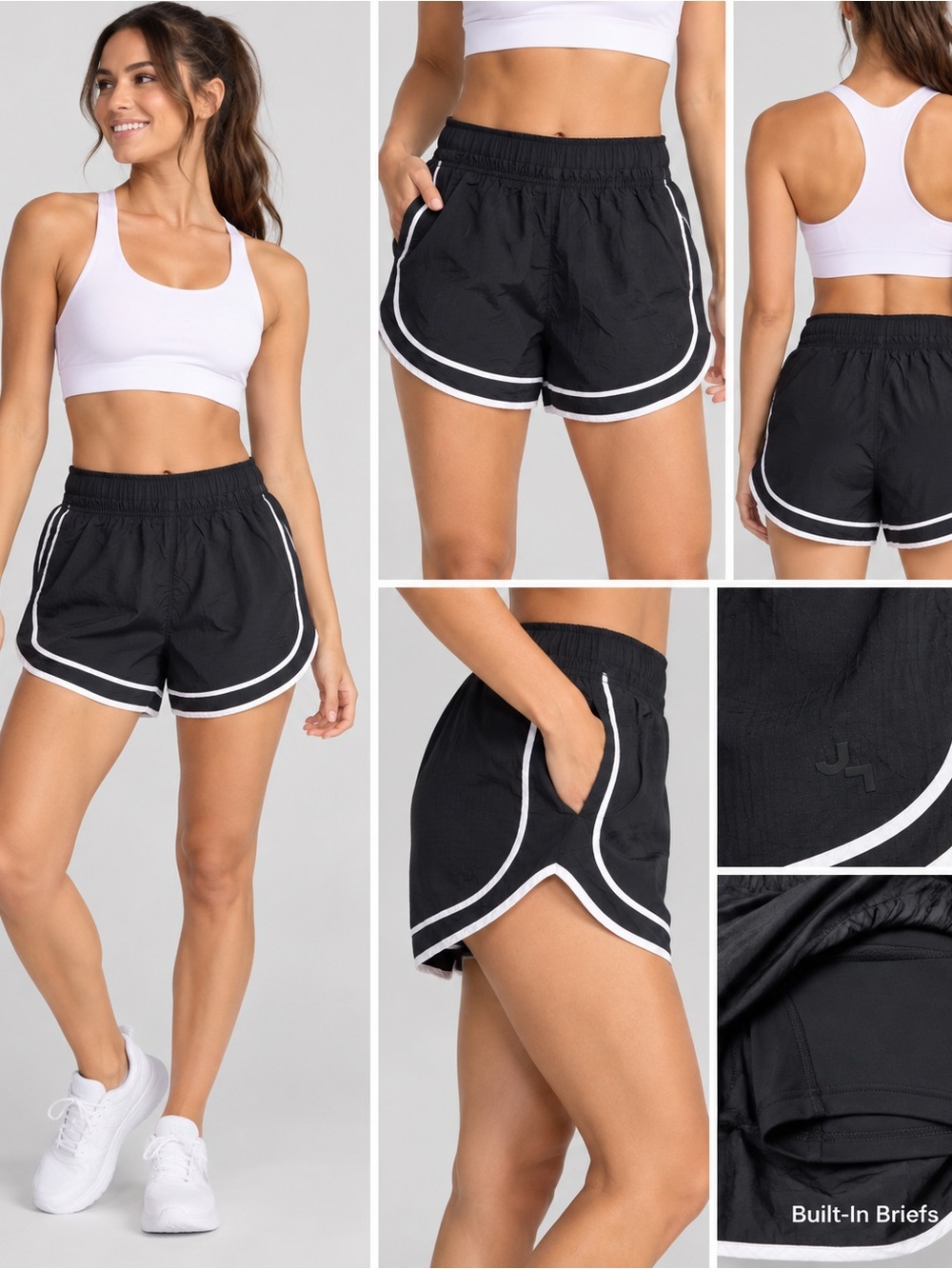 JoyLab XS Black Running Shorts Built-In Briefs Athletic Gym NWT
